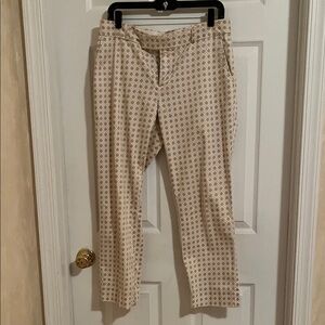 Banana republic Cream Patterned Pants. Size 8